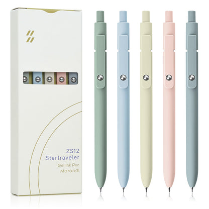 YOXMJDB Gel Pens, 5 Pcs 0.5mm Fine Point Smooth Writing Pens Cute Pens, High-End Series Black Ink Pens for Journaling Note Taking, School Office Supplies for Women Men (5 Pcs Vintage)