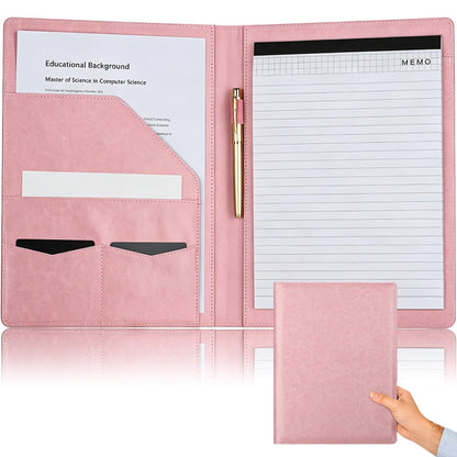 Padfolio Portfolio Binder, Faux Leather Folio Folder Organizer, Black