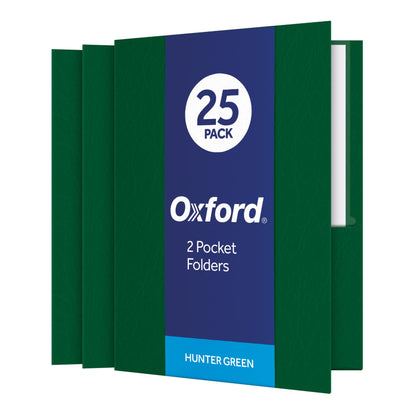 Oxford Twin-Pocket Folders, Textured Paper, Letter Size, Dark Blue, Holds 100 Sheets, Box of 25 (57538EE)
