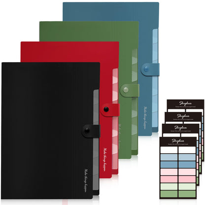 SKYDUE Expanding File Folders with 8 Pockets, Accordion File Organizer with Labels, Portable Paper Bill Receipt Organizer, Letter Size, Home School Office Supplies, Olive Green