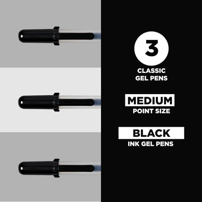 Sakura Gelly Roll Gel Pens, Medium Point, 0.4 mm Line, Black - 3 Pack