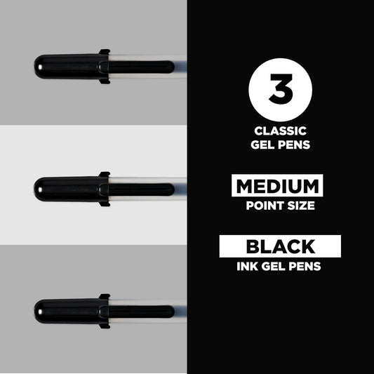 Sakura Gelly Roll Gel Pens, Medium Point, 0.4 mm Line, Black - 3 Pack