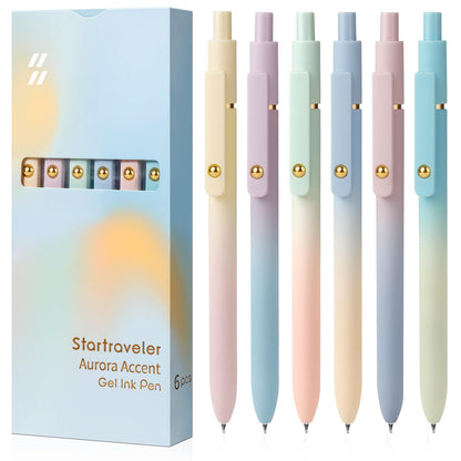 FIOVER Colored Gel Pens 6 Pack 0.7mm Medium Point Pens for Journaling