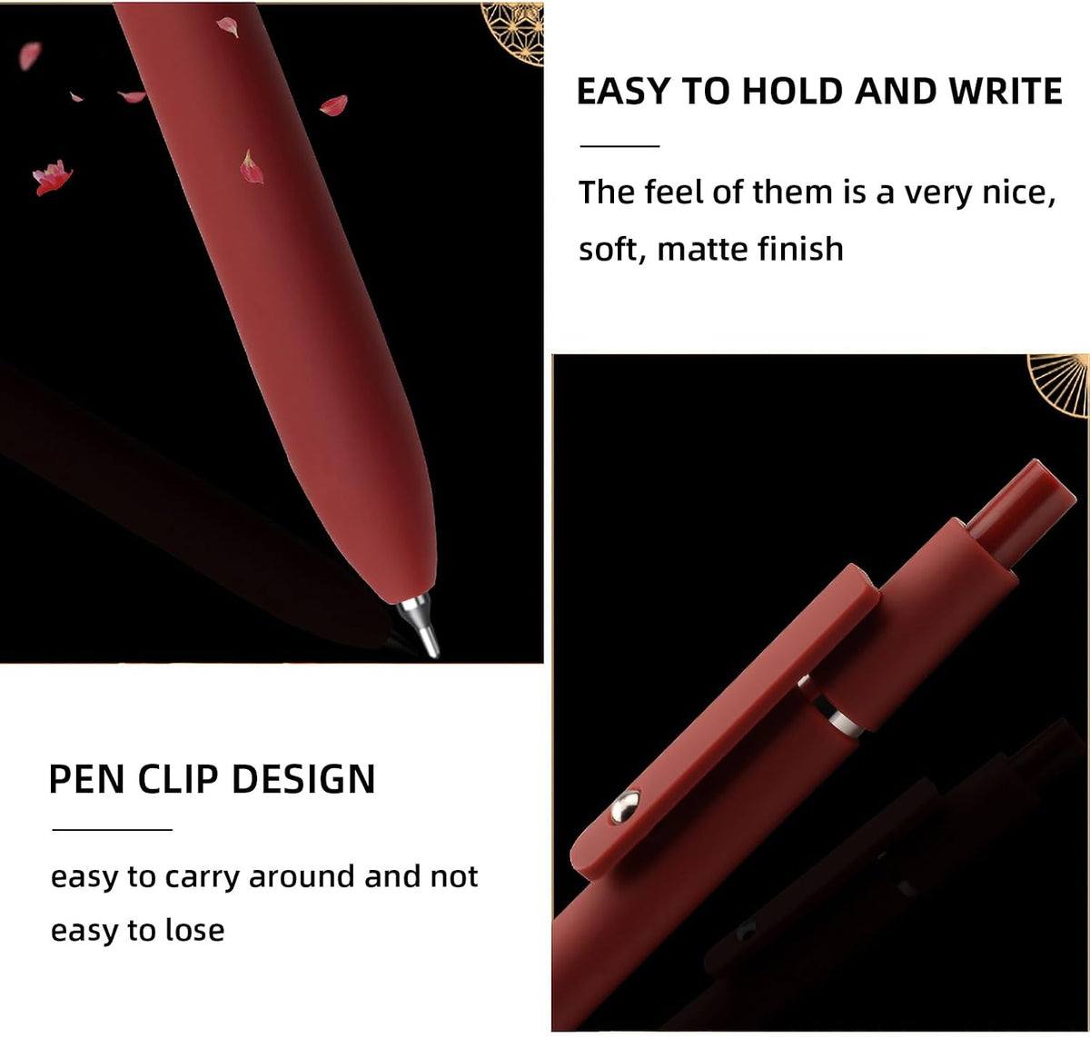 YOXMJDB Gel Pens, 5 Pcs 0.5mm Fine Point Smooth Writing Pens Cute Pens, High-End Series Black Ink Pens for Journaling Note Taking, School Office Supplies for Women Men (5 Pcs Vintage)