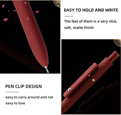 YOXMJDB Gel Pens, 5 Pcs 0.5mm Fine Point Smooth Writing Pens Cute Pens, High-End Series Black Ink Pens for Journaling Note Taking, School Office Supplies for Women Men (5 Pcs Vintage)
