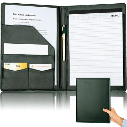 Padfolio Portfolio Binder, Faux Leather Folio Folder Organizer, Black