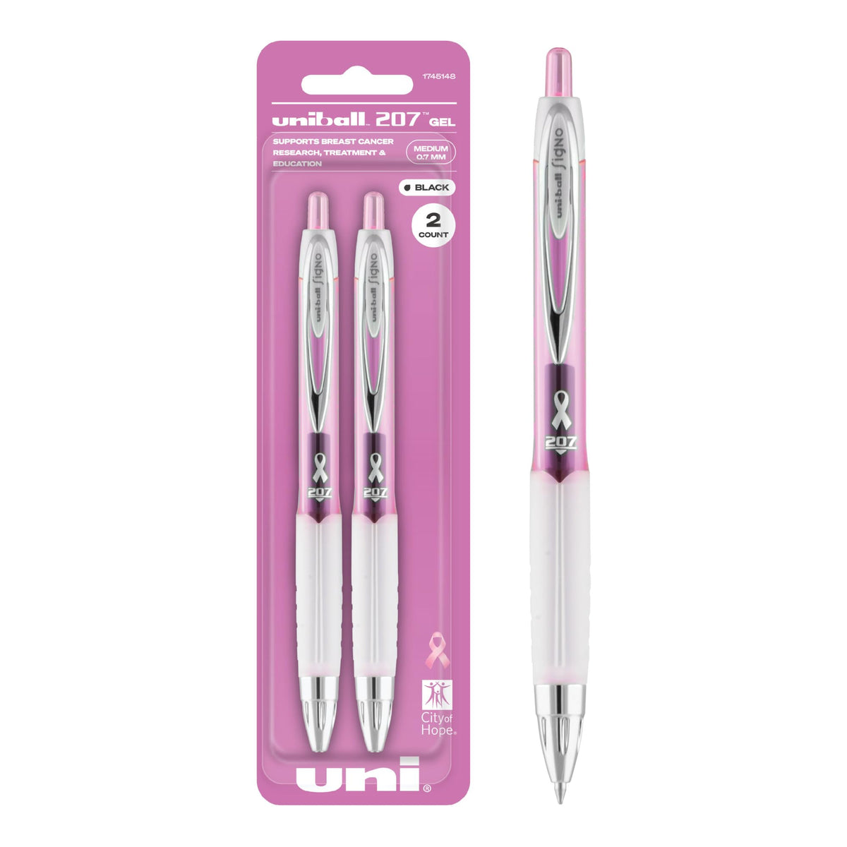 uniball™ 207 Gel Pens, Black Ink, 1.0mm Bold Point, Retractable, 12 Count