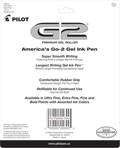 PILOT G2 Premium Gel Pens, Bold Point 1.0mm, Assorted Inks, 10-Pack