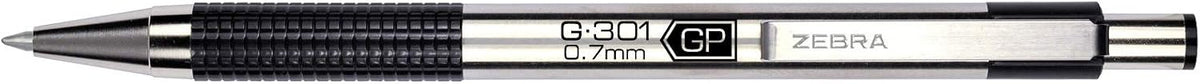 Zebra Pen STEEL G-301 Retractable Gel Pen, Black Ink, 0.7mm, 12-Pack