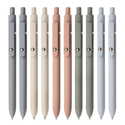 UIXJODO Gel Pens, 5 Pcs 0.5mm Black Ink Pens Fine Point Smooth Writing Pens with Silicone Grip, High-End Series Metal Clip Retractable Pens for Journaling Note Taking (Vintage)