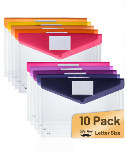 Mr. Pen- Clear Plastic Envelopes File Folders, 10 Pack, A4, Letter Size