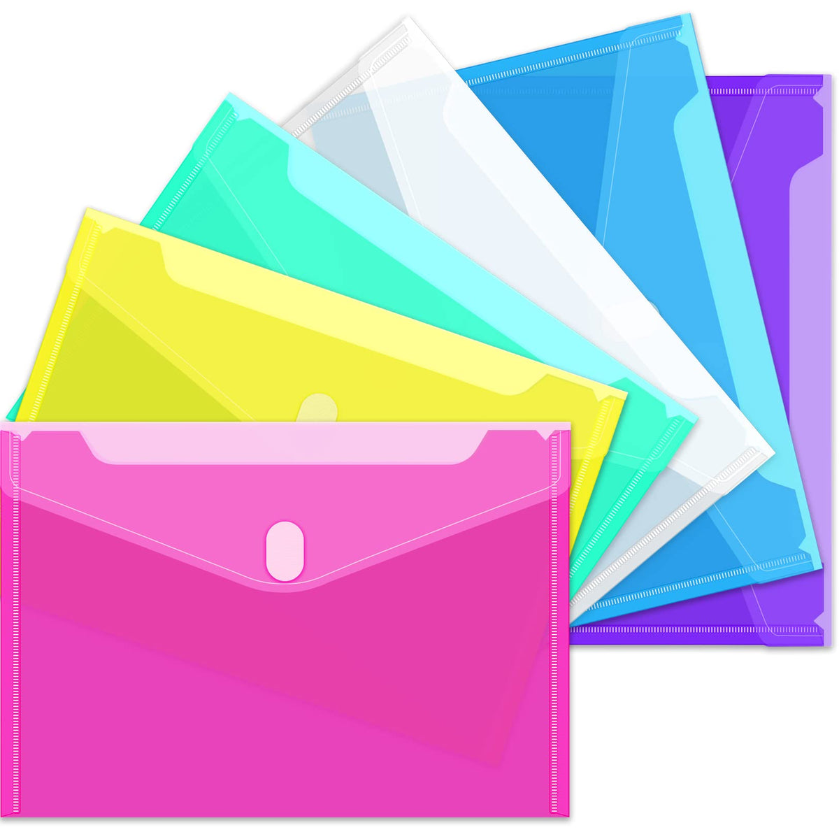 Sooez 12 Pack Plastic Envelopes File Folders, Plastic Filing Folders