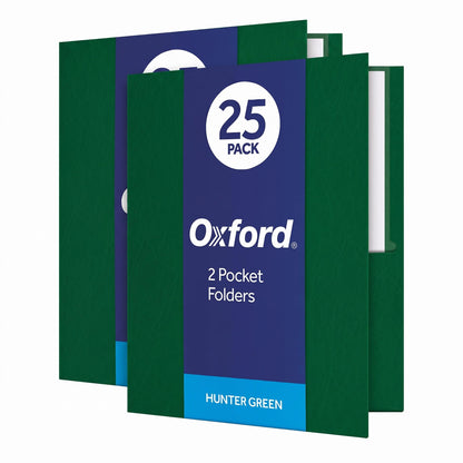 Oxford Twin-Pocket Folders, Textured Paper, Letter Size, Dark Blue, Holds 100 Sheets, Box of 25 (57538EE)