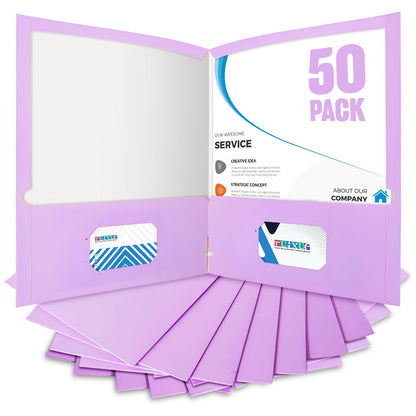 BIBRADAA® 50 Packs Blue Paper Folders with Pockets,Paper Folder Surface with Waterproofing,Letter Size,Holds 100 Plus Sheets,for School,Office,Business.(50, Dark Blue)
