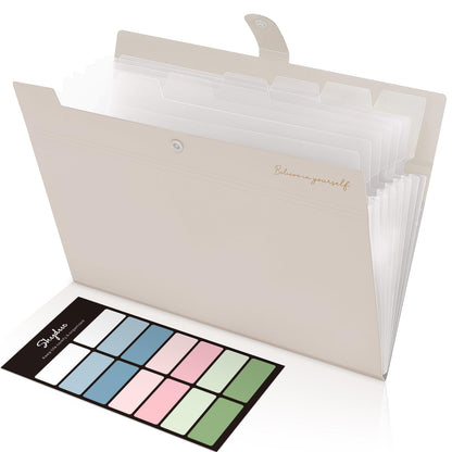 SKYDUE Expanding File Folders with 8 Pockets, Accordion File Organizer with Labels, Portable Paper Bill Receipt Organizer, Letter Size, Home School Office Supplies, Olive Green