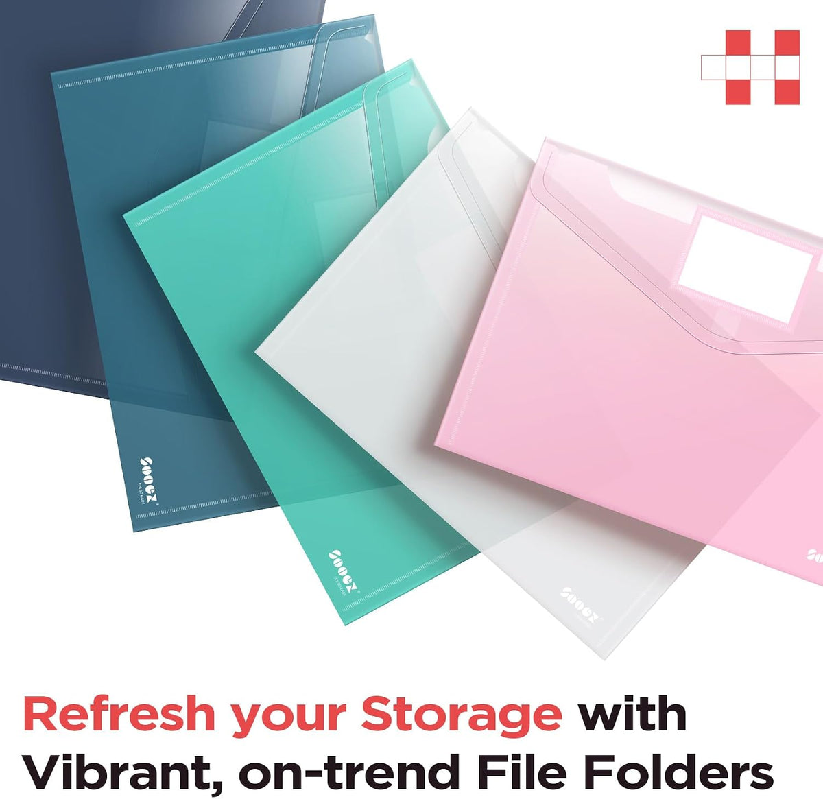 Sooez 10 Packs Plastic Envelopes, Plastic File Folders, Clear Folders