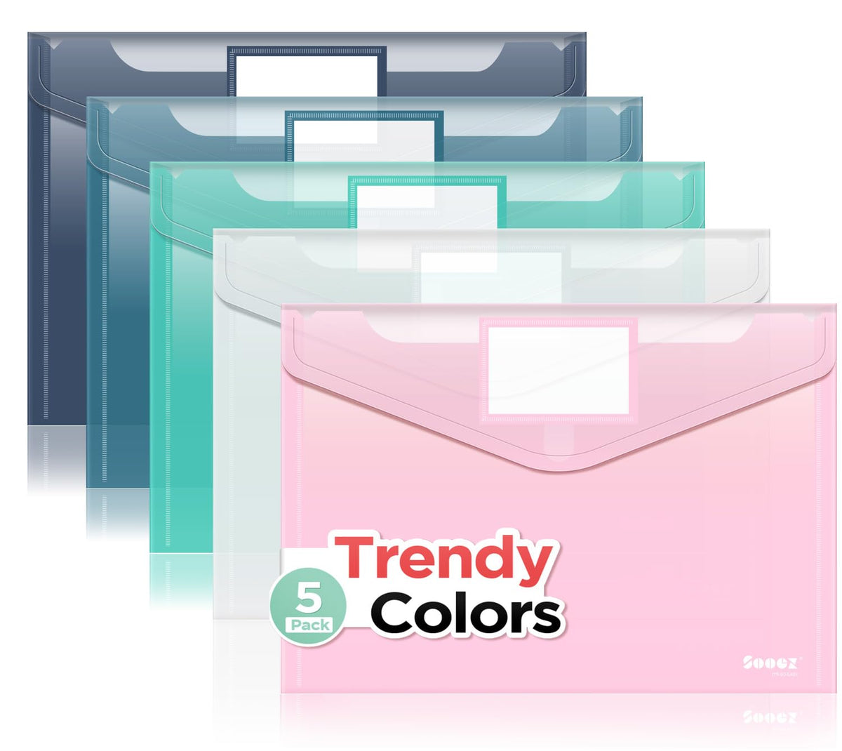 Sooez 10 Packs Plastic Envelopes, Plastic File Folders, Clear Folders