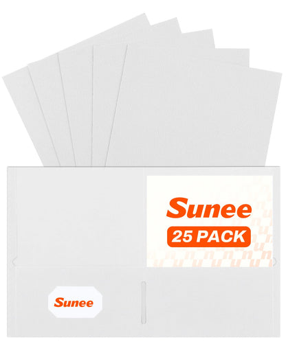 SUNEE Folders with Pockets(25 Pack, Black), 2 Pocket Folders Fit Letter Size Paper, Paper File Folder for School Office Home Bussiness