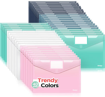 Sooez 10 Packs Plastic Envelopes, Plastic File Folders, Clear Folders