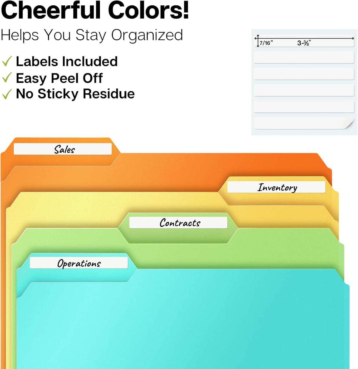 Dunwell Plastic File Folders, 1/3 Tab, Letter Size Documents, 6 Pack