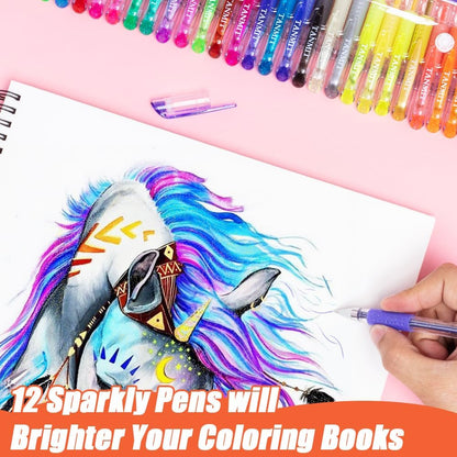 TANMIT 36 Colors Gel Pens Set for Adult Coloring Books with 40% More Ink