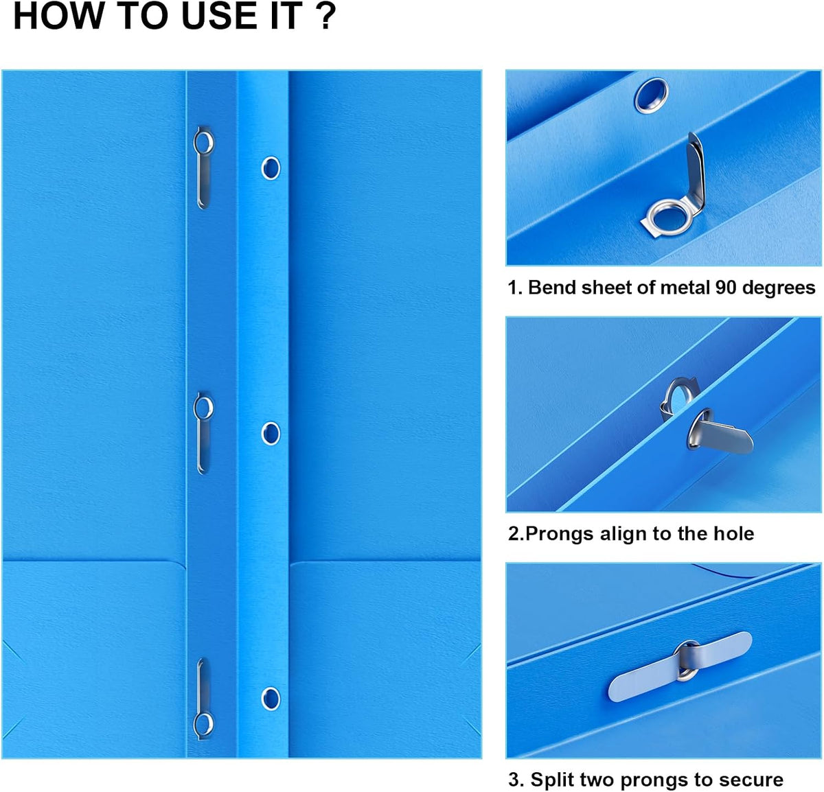 2 Pocket Folders with Prongs, 20 Pack Paper Folders with Pockets & 3 Prongs