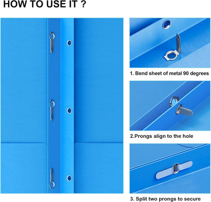 2 Pocket Folders with Prongs, 20 Pack Paper Folders with Pockets & 3 Prongs