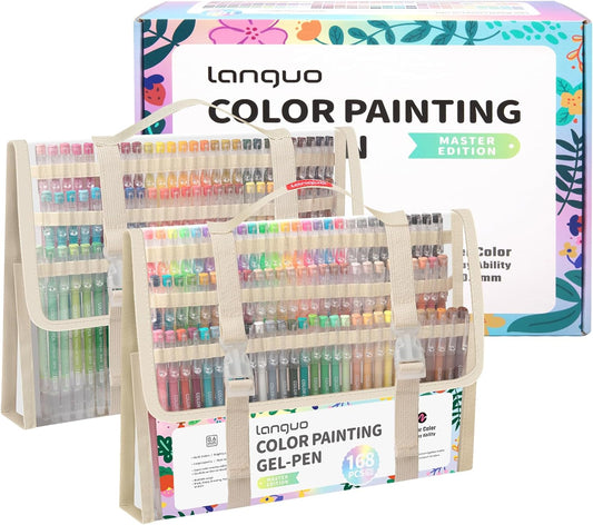 Gel Pens For Coloring,168Pack Colored Pen for Black&White Paper,0.6MM Point