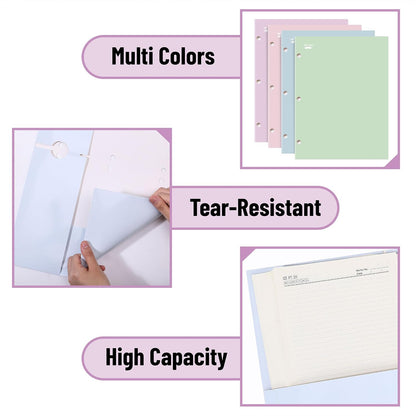 Mr. Pen- 4-Pocket Folders, 4 Pack, 12.5" x 9.5", Pastel Colors | Tear-Resistant Paper Folders with Pockets 3 Holes Punched, High Capacity