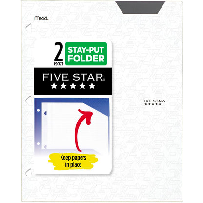 Five Star 2-Pocket Folder, Plastic Folder with Stay-Put Tabs, Fits 3-Ring Binder, Holds 8-1/2" x 11" Paper, Fire Red (333420D-ECM)
