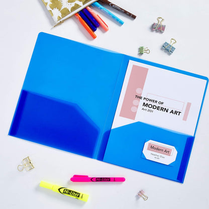 Avery® Translucent Two Pocket Folder, Water Resistant, Holds up to 20 Sheets, 1 Blue Folder (47811)