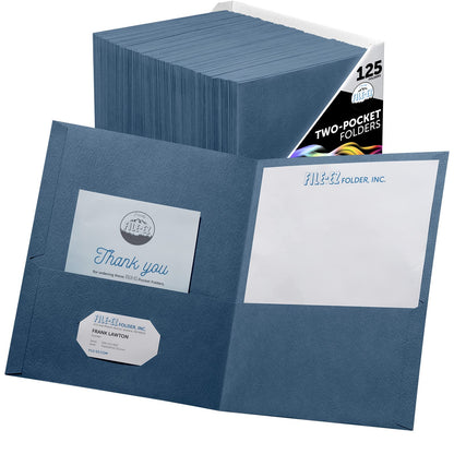 FILE-EZ Two-Pocket Folders, Navy Dark Blue, 25-Pack, Textured Paper, Letter Size (EZ-32523)
