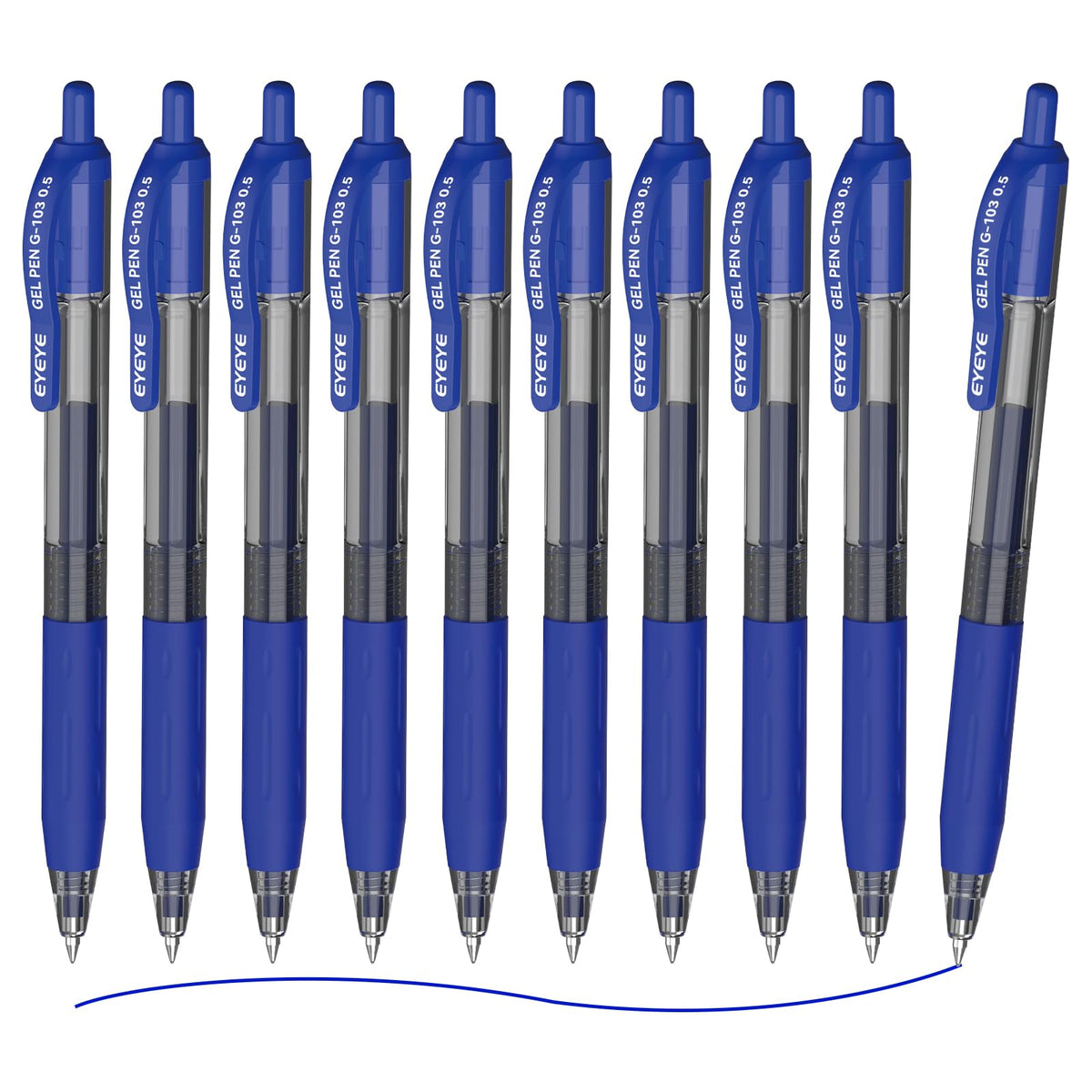 EYEYE G-103 Gel Pens, Black Ink, 0.5mm Extra Fine Point, Pack of 10
