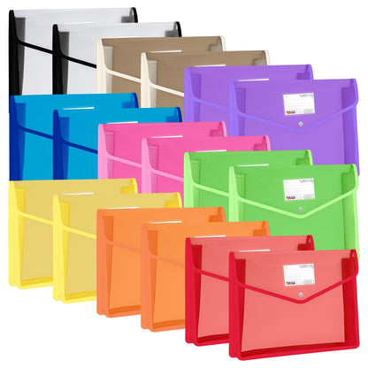 YoeeJob Plastic File Folders Legal Size Expandable Document Folder with Snap Button Closure, A4 Expanding File Wallet Envelopes Pouch with Label Pocket, 2 Packs, Black
