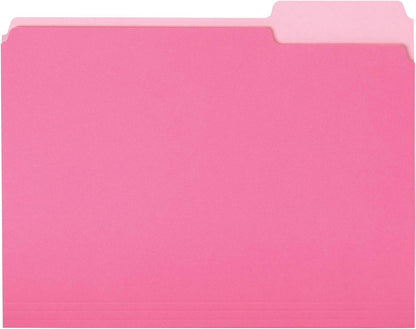 Amazon Basics File Folders for Organization, Letter Size, 1/3 Cut Tab, Pink, 36-Pack