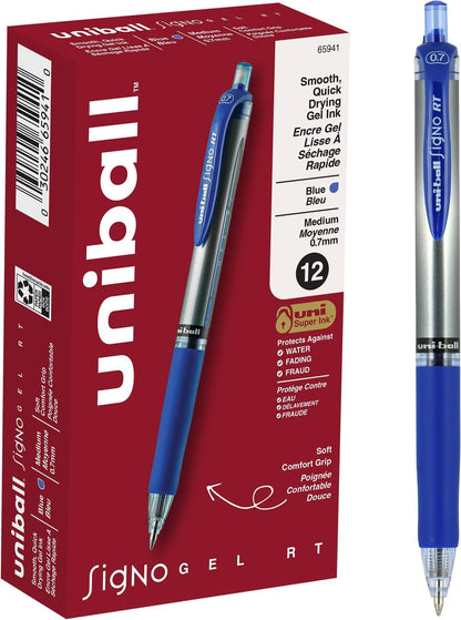 uniball™ 207 Gel Pens, Blue Ink, 1.0mm Bold Point, Retractable, 12 Count