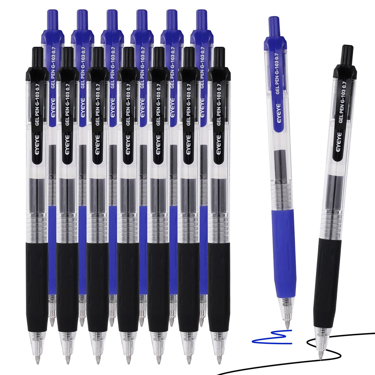 EYEYE G-103 Gel Pens, Black Ink, 0.5mm Extra Fine Point, Pack of 10