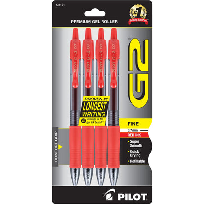 PILOT, G2 Premium Gel Roller Pens, Fine Point 0.7 mm, Blue, Pack of 4
