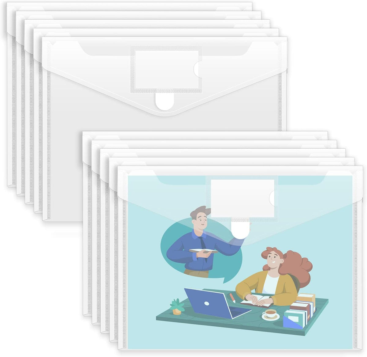 Sooez 10 Pack Plastic Envelopes File Folders, Clear Folder for Document US