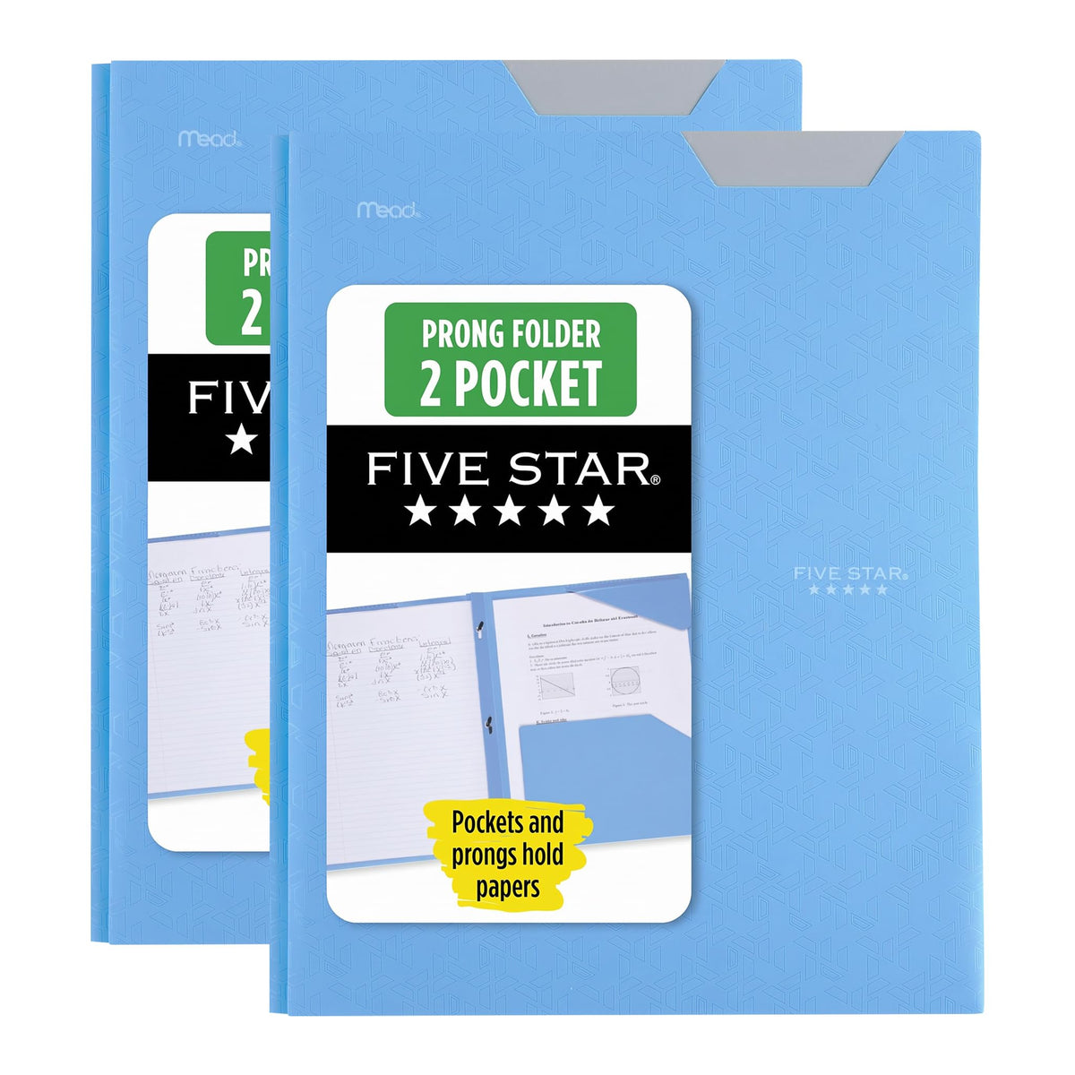 Five Star 2-Pocket Folder, Plastic Folder with Stay-Put Tabs and Prong Fasteners, Holds 8-1/2" x 11" Paper, Forest Green (72111)
