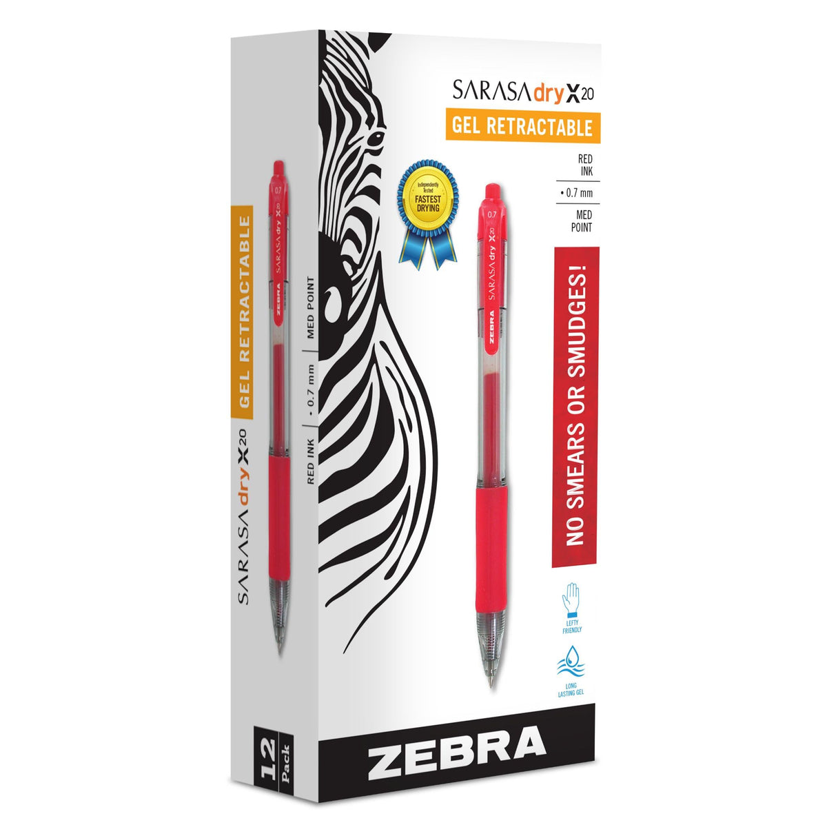 Zebra Pen SARASA X20 Retractable Gel Pen, Black Ink, 0.7mm, 12-Pack