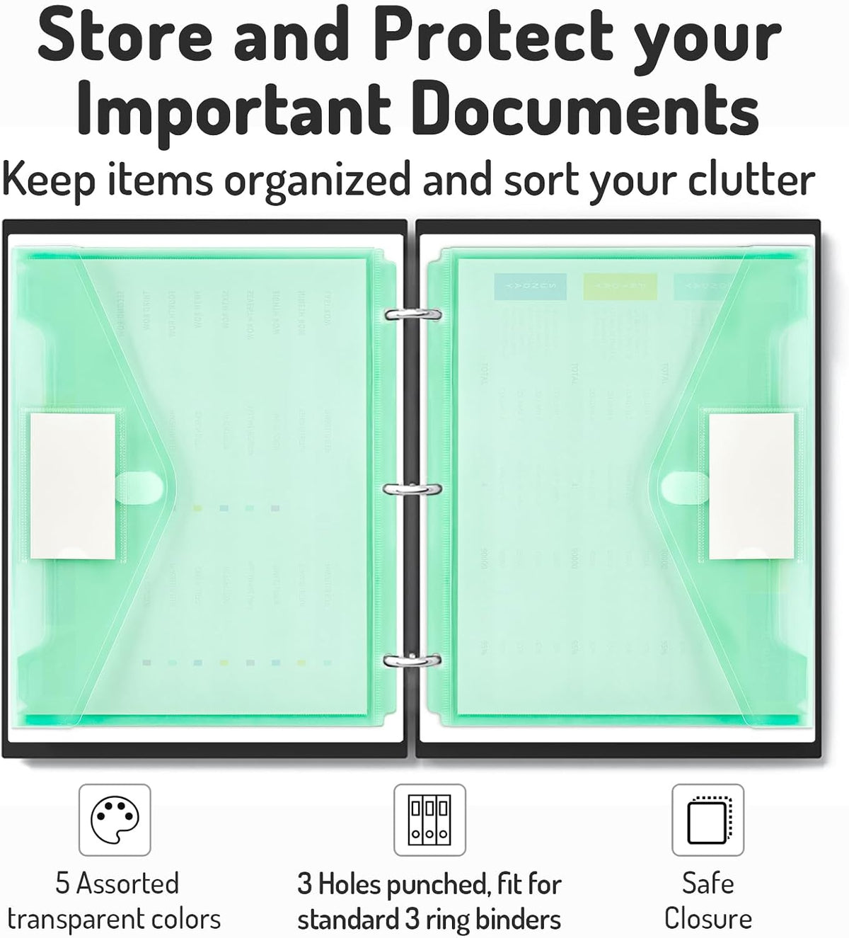 Forvencer Binder Pocket, 10 Pack Super Heavyweight Plastic Binder Folders