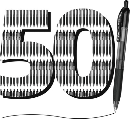 EYEYE G-103 Gel Pens, Black Ink, 0.5mm Extra Fine Point, Pack of 50