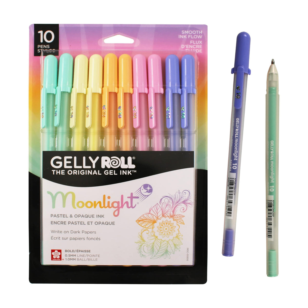 Sakura Gelly Roll Moonlight 10 Gel Pens, Assorted Bright, 10 Pack