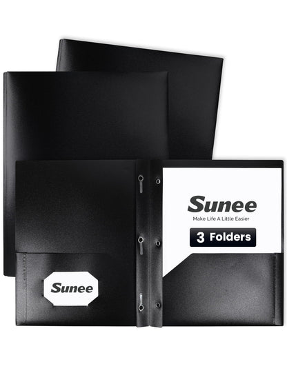 SUNEE 3-Prong Plastic Folders with Pockets (6 Pack, Pastel Colors) 2 Pocket Folders with Fasteners, Tear-Resistant Plastic Pockets, and Fit Letter Size Paper, Use for School Office Home Business