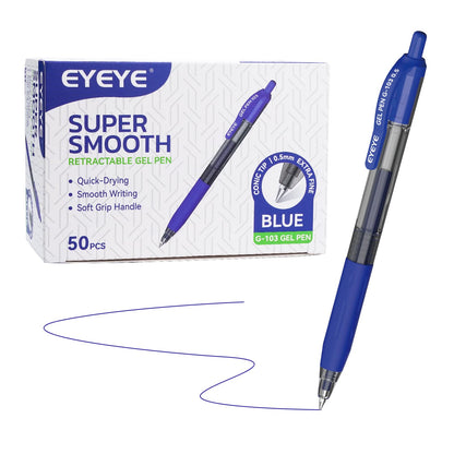 EYEYE G-103 Gel Pens, Black Ink, 0.5mm Extra Fine Point, Pack of 50