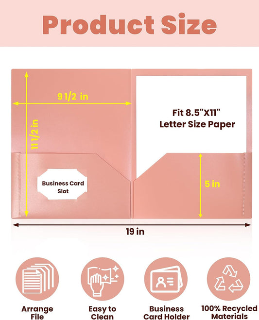 SUNEE Folders with Pockets, 5 Pack Recycled File Folders Fit 8.5x11 Letter Size Paper, Pocket Folders for School, Plastic Folders with Pockets and Business, Vintage Colors