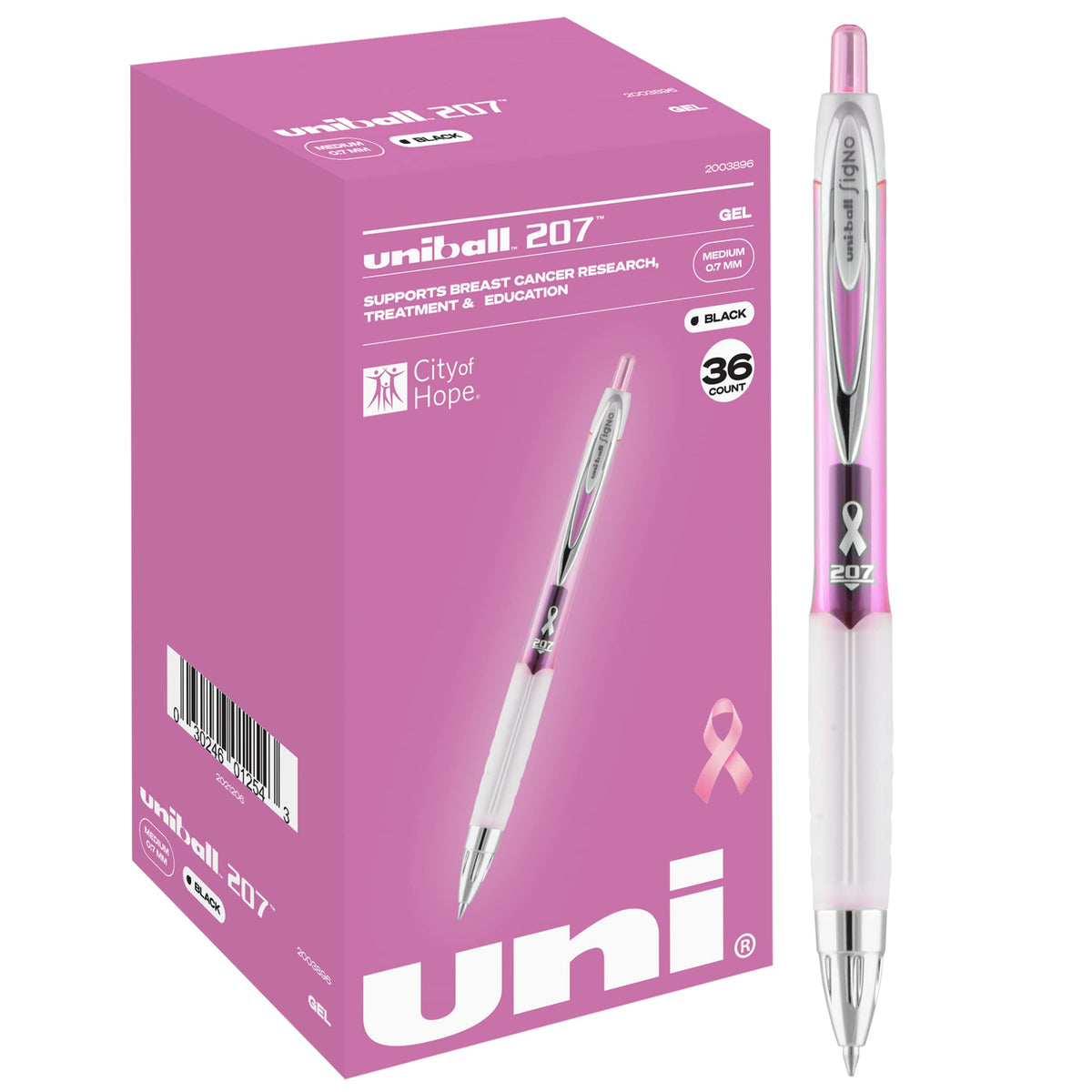 uniball™ 207 Gel Pens, Black Ink, 1.0mm Bold Point, Retractable, 12 Count