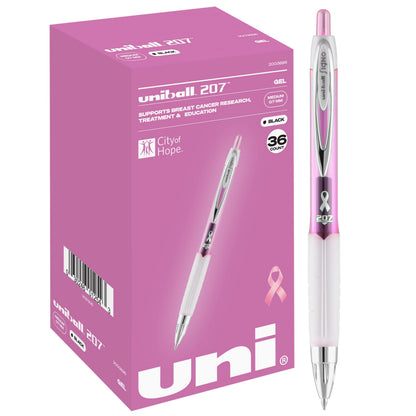 uniball™ 207 Gel Pens, Black Ink, 1.0mm Bold Point, Retractable, 12 Count