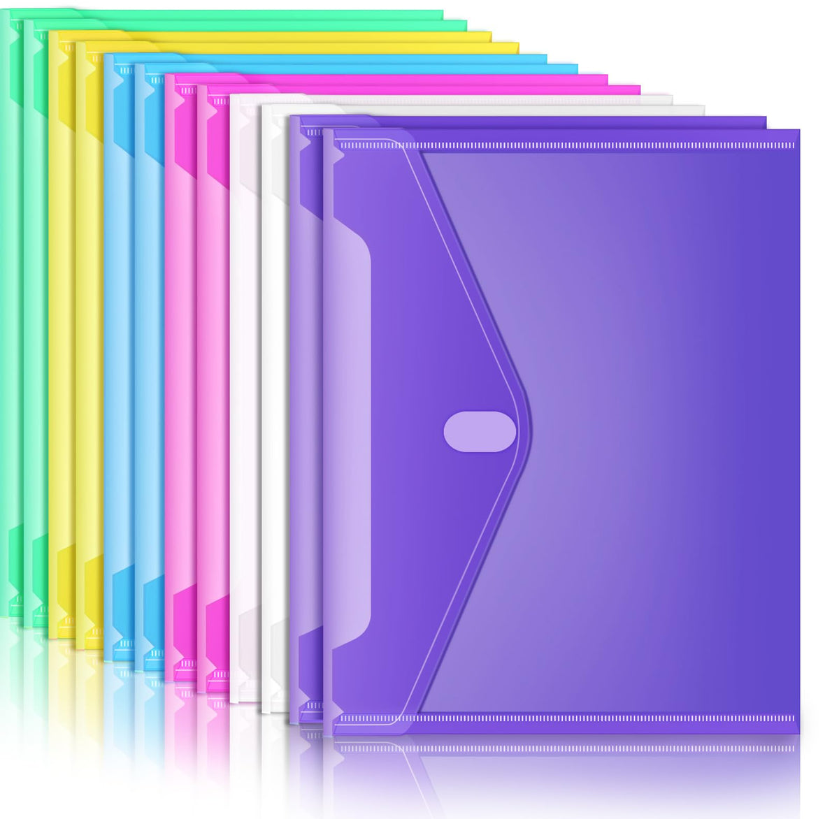 Sooez 12 Pack Plastic Envelopes File Folders, Plastic Filing Folders